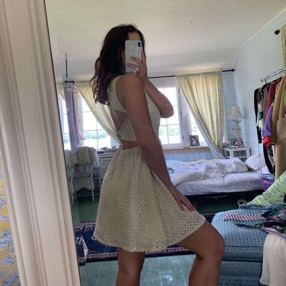 ALICE AND OLIVIA gold brocade party dress